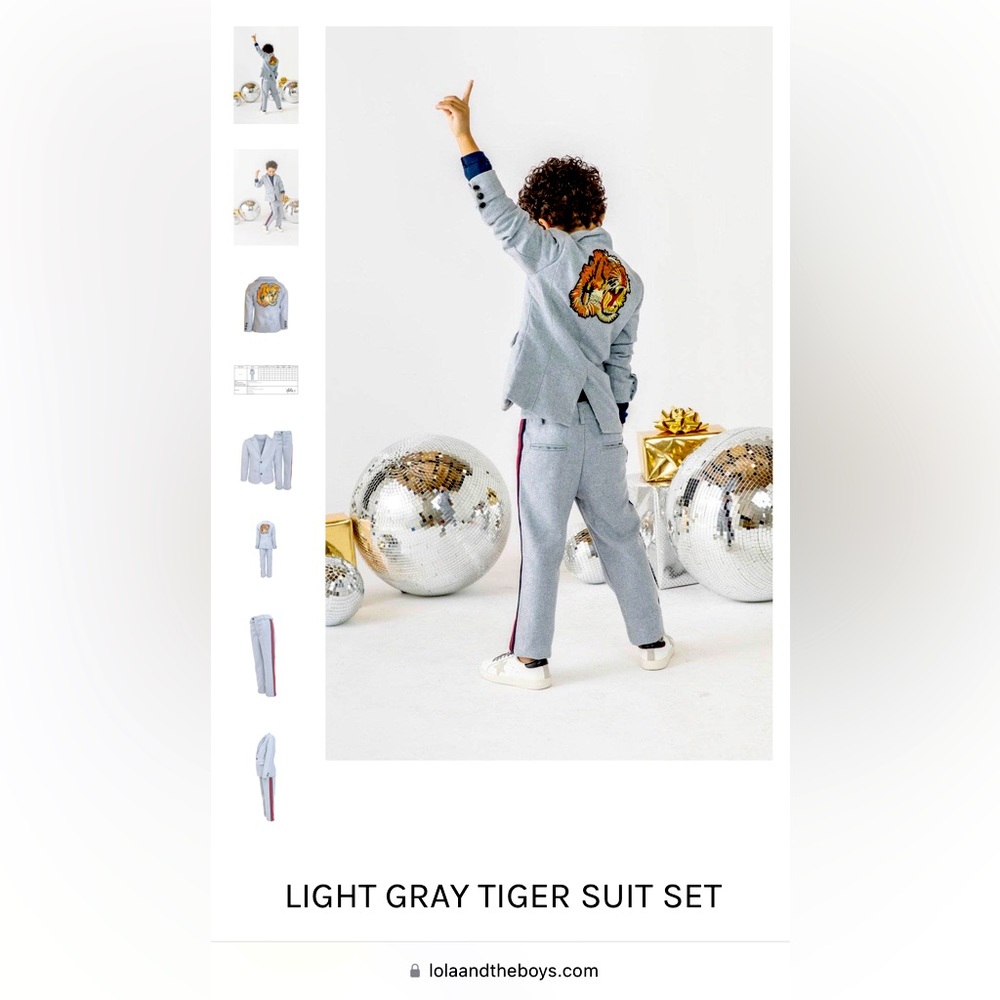 Lola and the Boys Tiger Grey suit , size 14 T, NWT